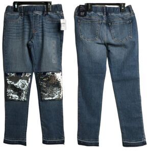 Gap Girls High Stretch Jegging Ankle Jeans Sz 10R Front Sequin Patches NEW